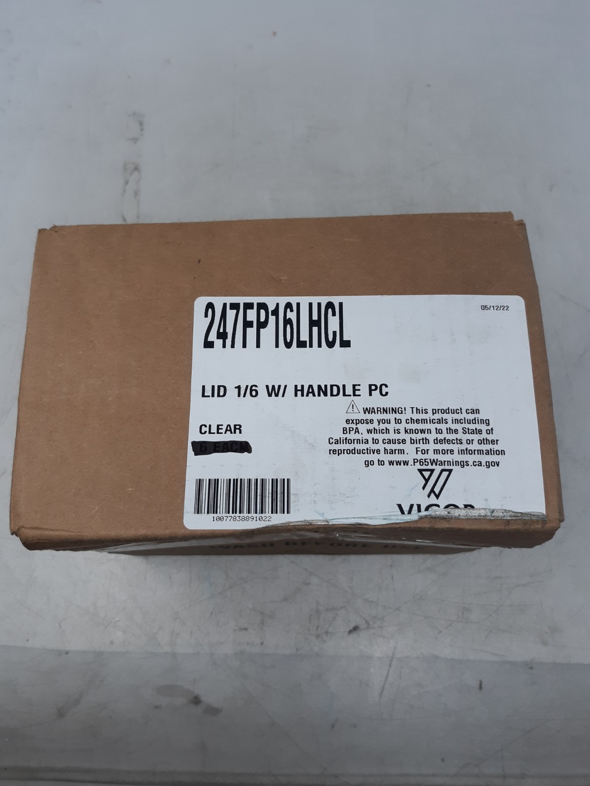 Vigor 247FP16HCL 1/6 Size Clear Food Pan Lid with Handle | Lot of 4