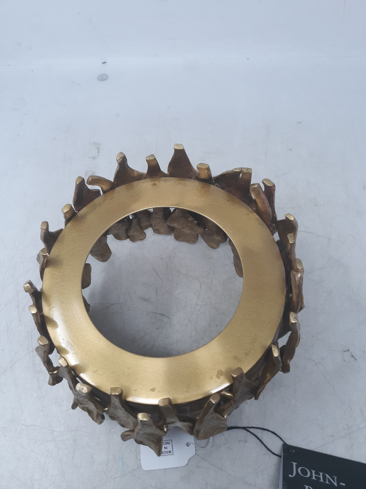 John-Richard JRA-15318 Gold Abstract Sculpted Candle Base Cast Metal Holder