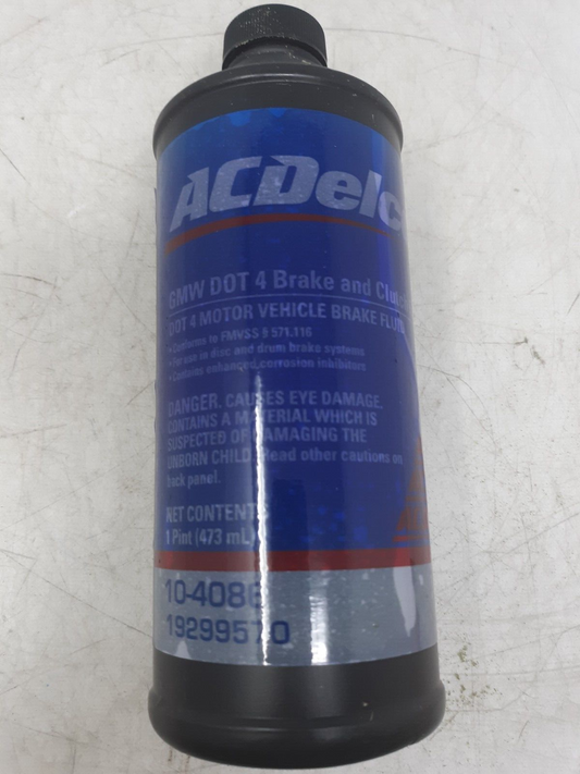 ACDelco DOT 4 Brake & Clutch Fluid 16oz 10408830 GM Approved 19299550