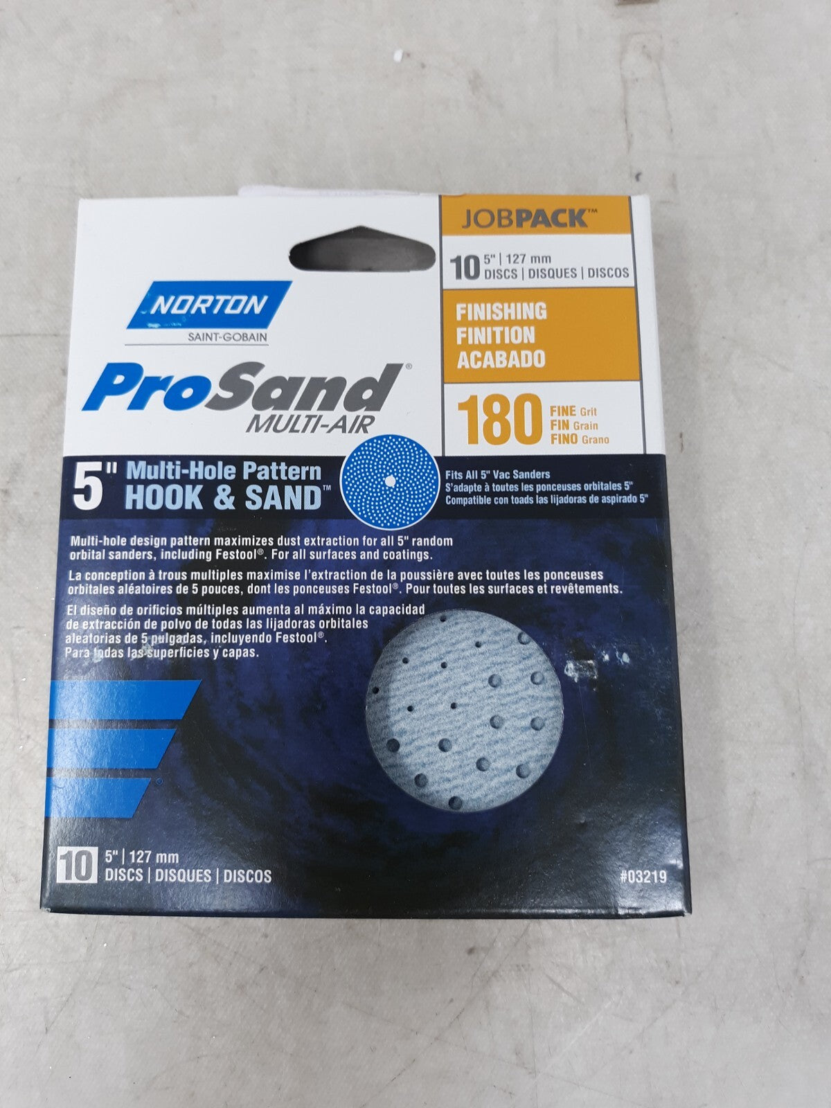 Norton ProSand Multi-AIR 5" Multi-Hole Pattern Hook & Sand Disc 10 Pack 180 Grit