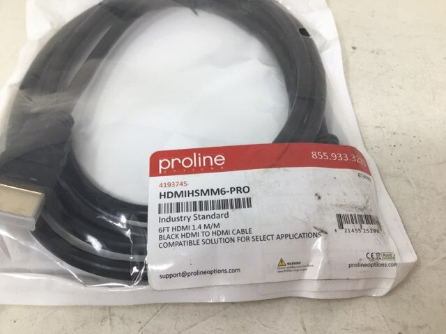 Proline Options, 6 ft HDMI Cable, 1.4 M/M 674993