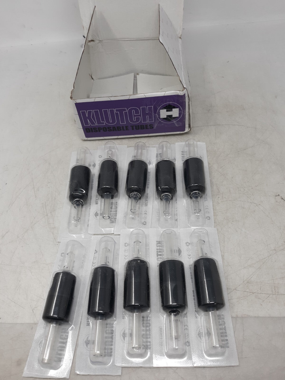Klutch RT9 Disposable Tattoo Tubes 1.25" Black Round Tip Grips Lot of 12