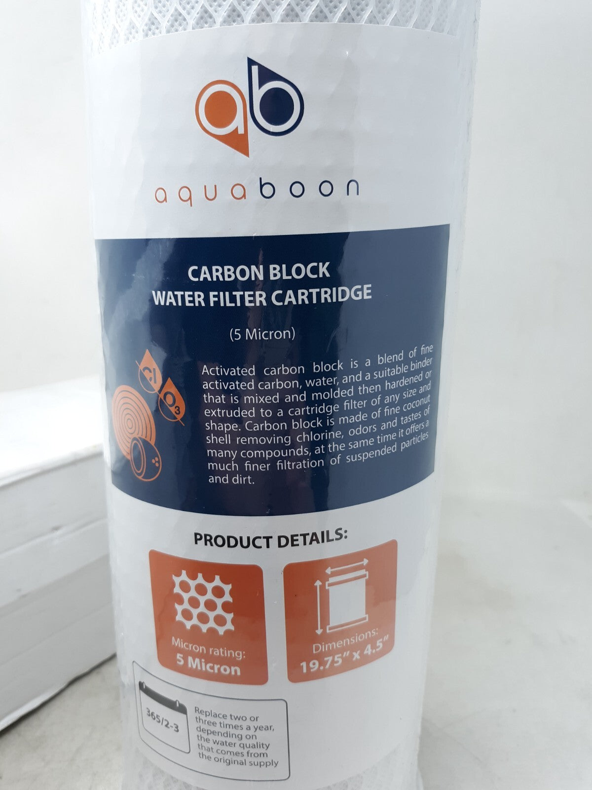 1PK Premium Aquaboon 5mic Big Blue Carbon Block Water Filter Cartridge 20x4.5"