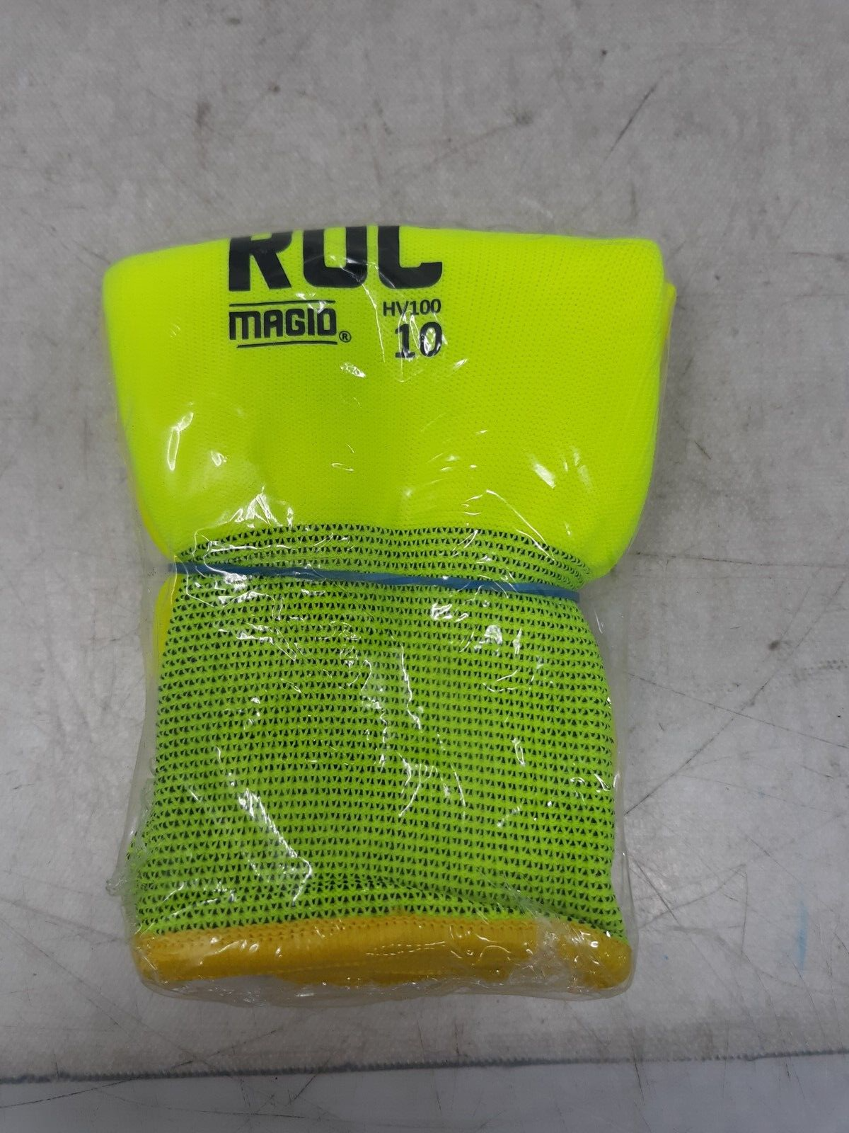 MAGID Liquid Repellent Mechanic ROC HV100 Hi-Viz Yellow Knit Glove 10/XL Nitrile