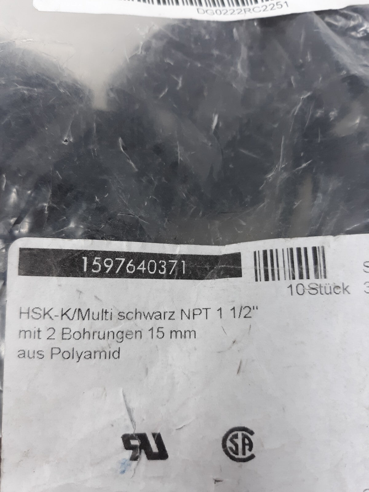 HUMMEL 1597640371 Cable gland HSK-K SCHWARZ NPT 1 1/4" (10 PIECES)