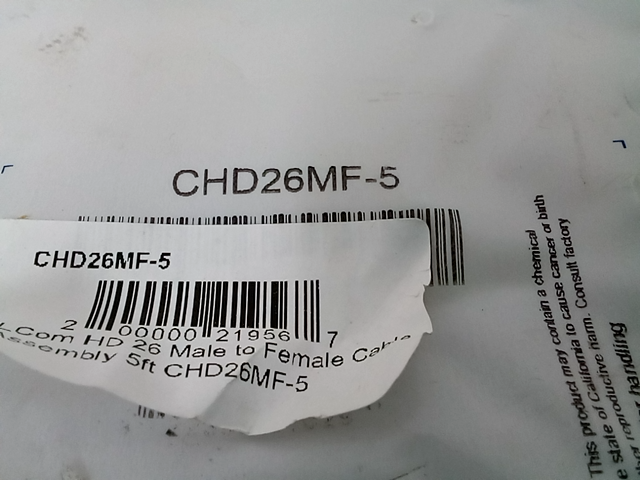 L-com CHD26MF-5 Cable Assembly, HD26 Male to Female, Molded, 5 Ft.