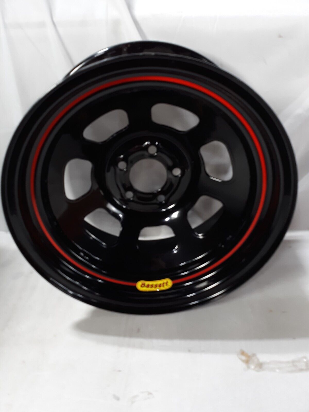 Bassett Racing Wheel 15X8 DOT D-Hole 5x5.5 4.75 In Bckspc Black Wheel