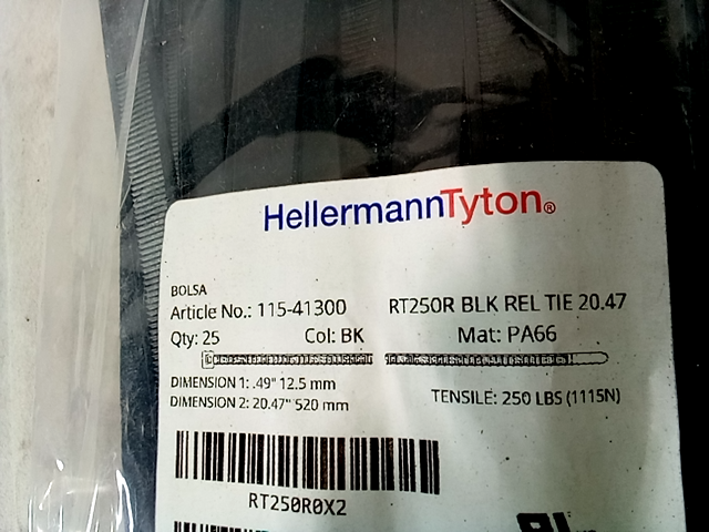 Hellermann Tyton RT250R0X2 Releasable Cable Ties 25ct
