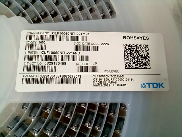 DigiKey - TDK 1PCLF10060NIT-221M-D