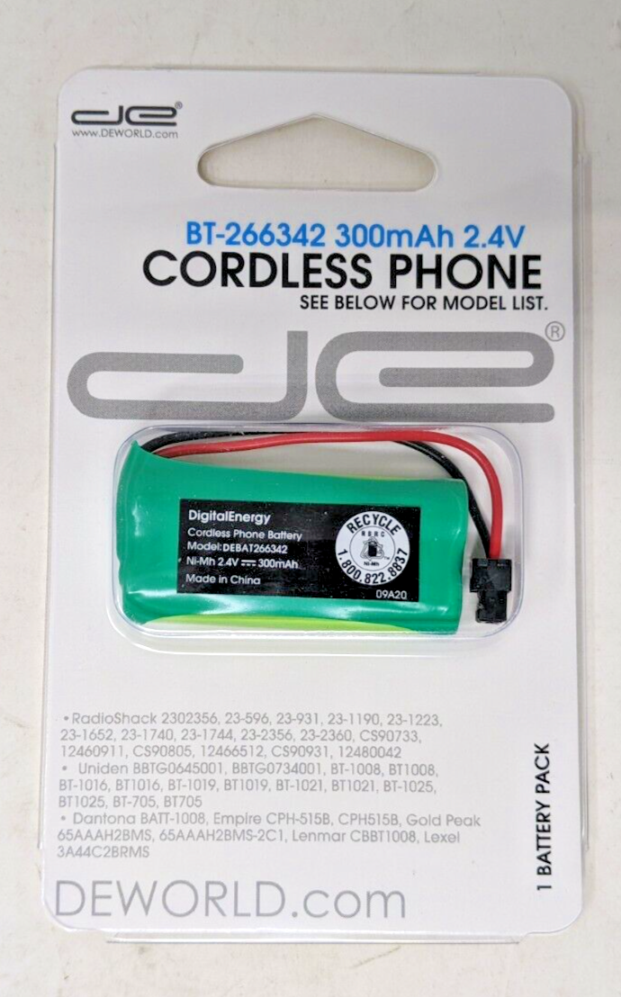 BT-266342 Cordless Phone Battery - 300 mAh - 2.4V Case of 10 Deworld