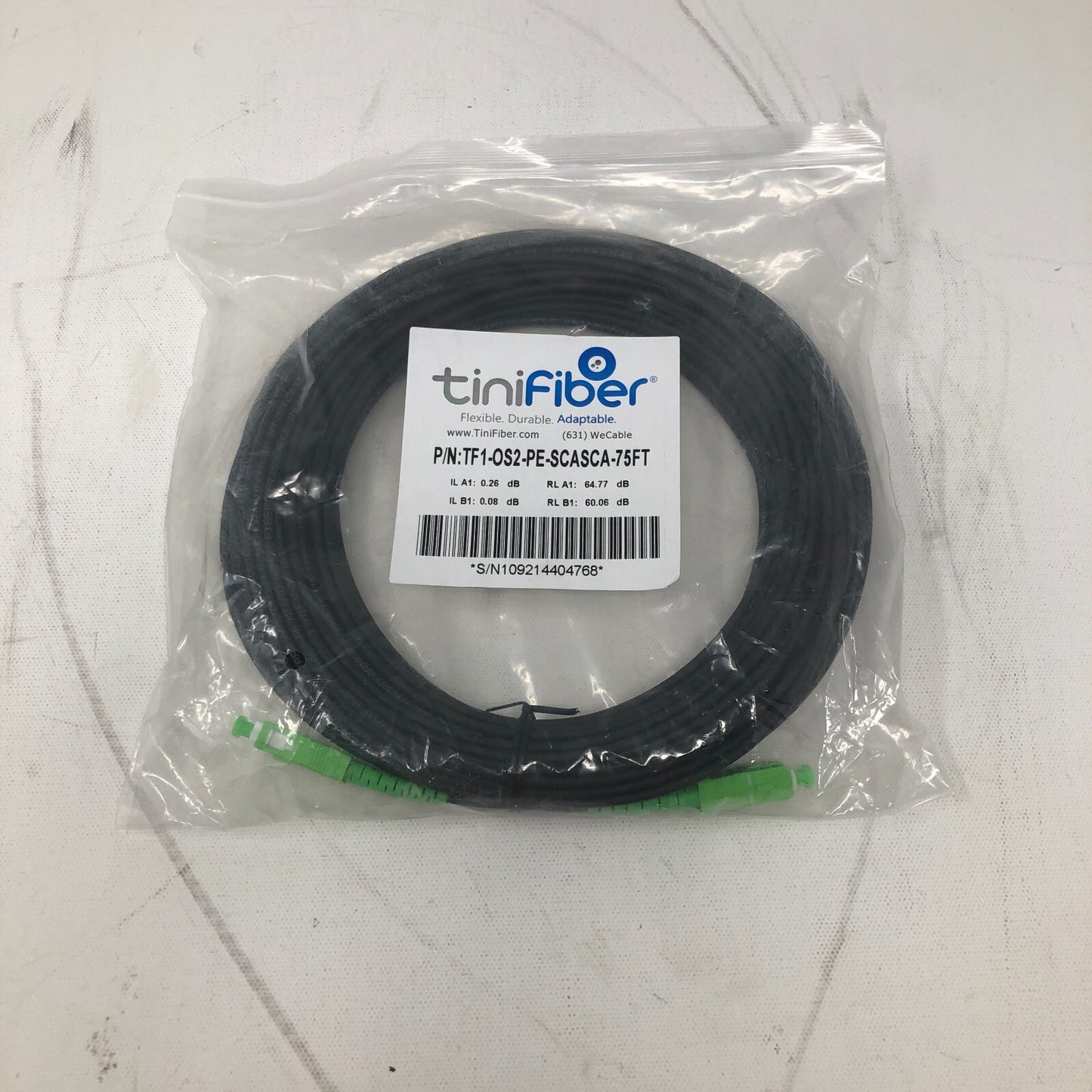 TiniFiber WeCable: TF1-OS2-PE-SCASCA-75FT