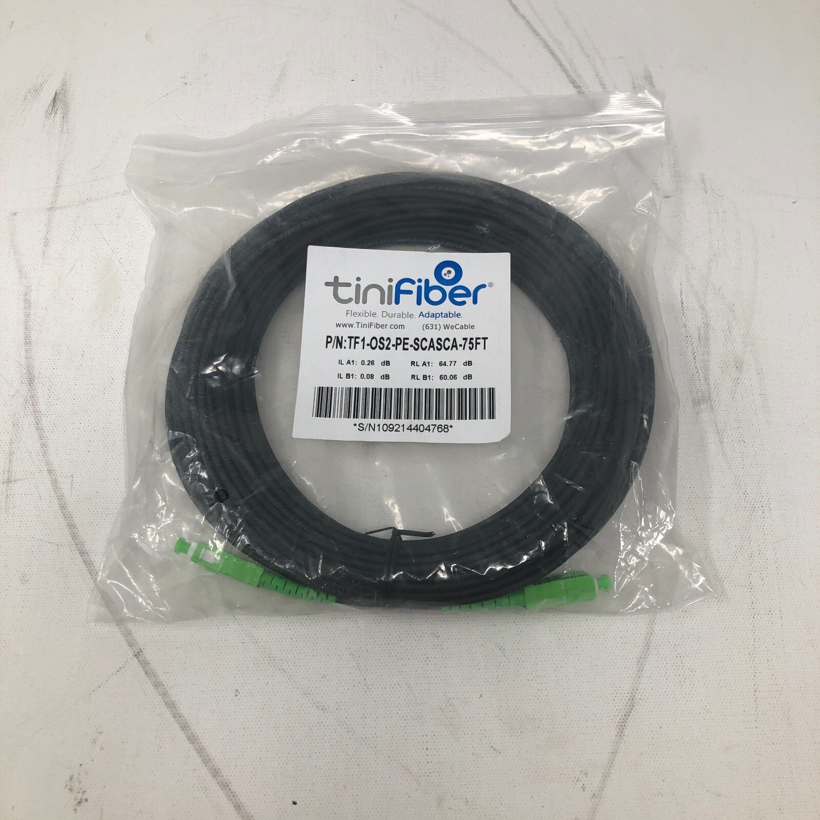 TiniFiber WeCable: TF1-OS2-PE-SCASCA-75FT