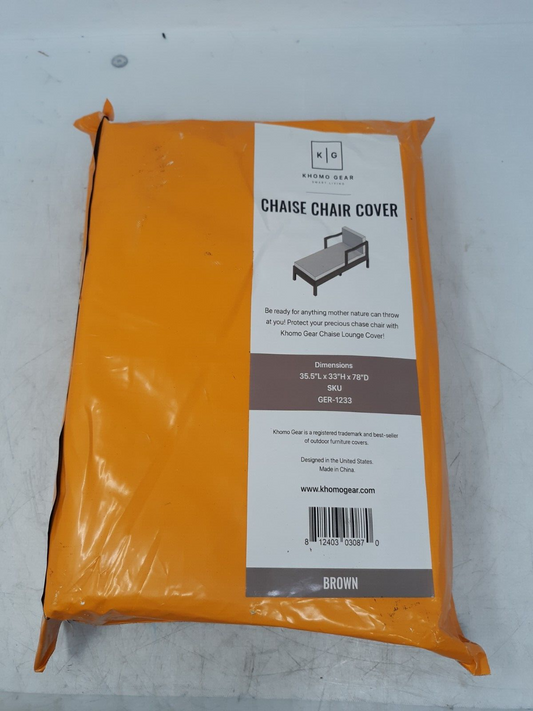 KHOMO GEAR Chaise Lounge Chair Cover - Brown, Waterproof, 35.5x33x78 in, GER-123