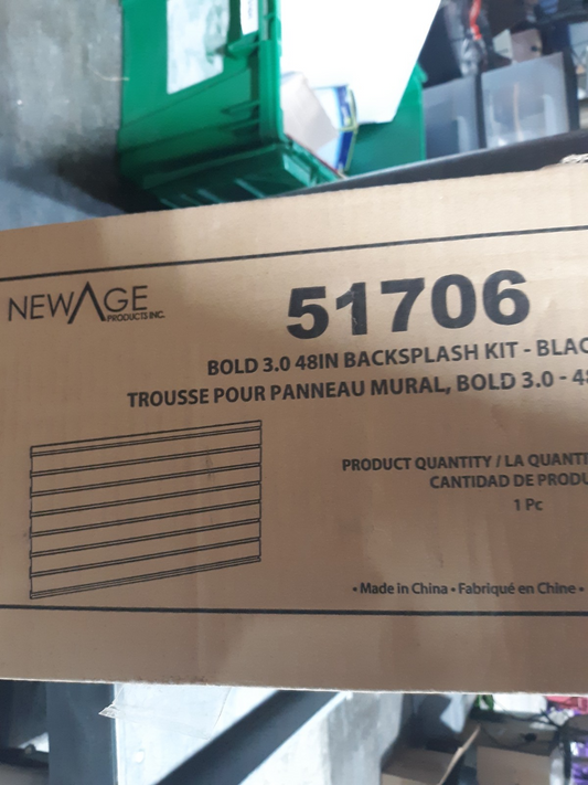NewAge 51706 BOLD 3.0 48in Backsplash Kit Black Garage Wall Panel