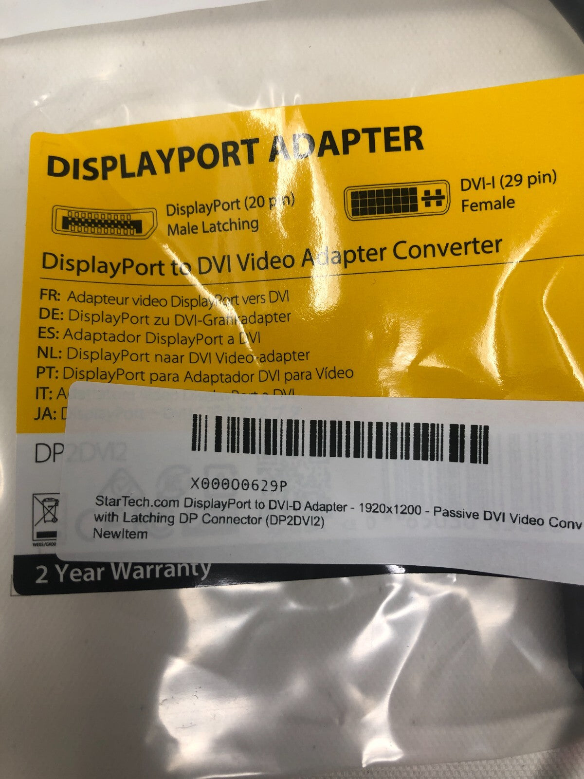 StarTech CN6208 DP2DVI2 DisplayPort/DVI Audio/Video Cable, Black