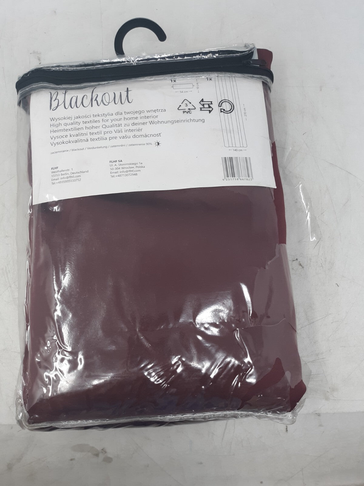 Amelia Home Blackout Curtain - 140x270 cm, Burgundy, Grommet Top