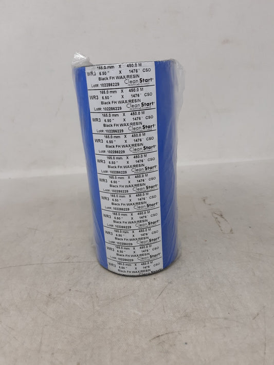 Clean Start FH Wax Resin Thermal Transfer Ribbon Black 6.5"X 1476-FT