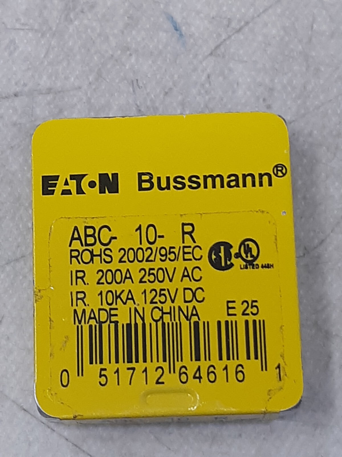 Eaton BUSSMANN ABC-10-R- 10 AMP, 250 V, (1 Pack Of 5) 6F047