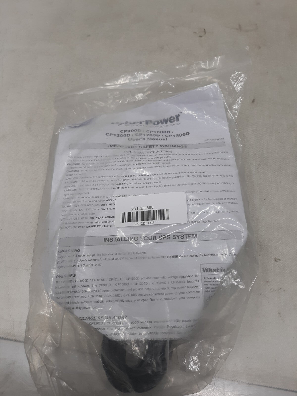 Cyber Power CP900D/CP100D/CP1200D/CP1285D/CP1500D CD & Cable