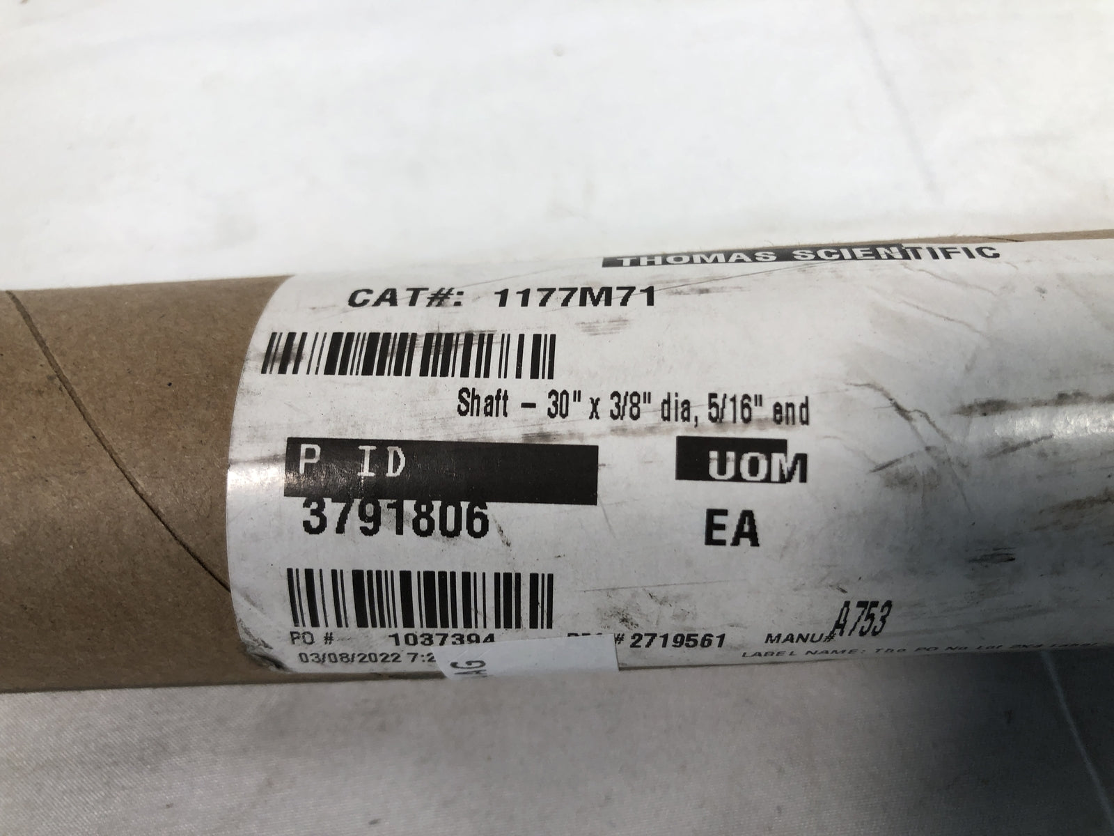 Thomas Scientific Shaft 30" x 3/8" dia, 5/16" end 3791806