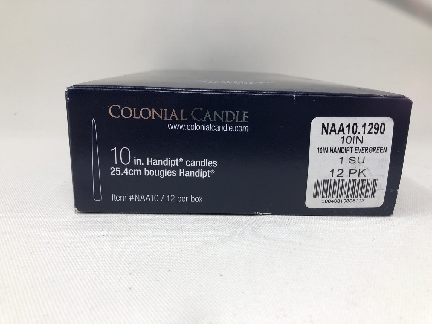 Colonial candle 10" handipt candles, item #naa10 , 12 per box Evergreen