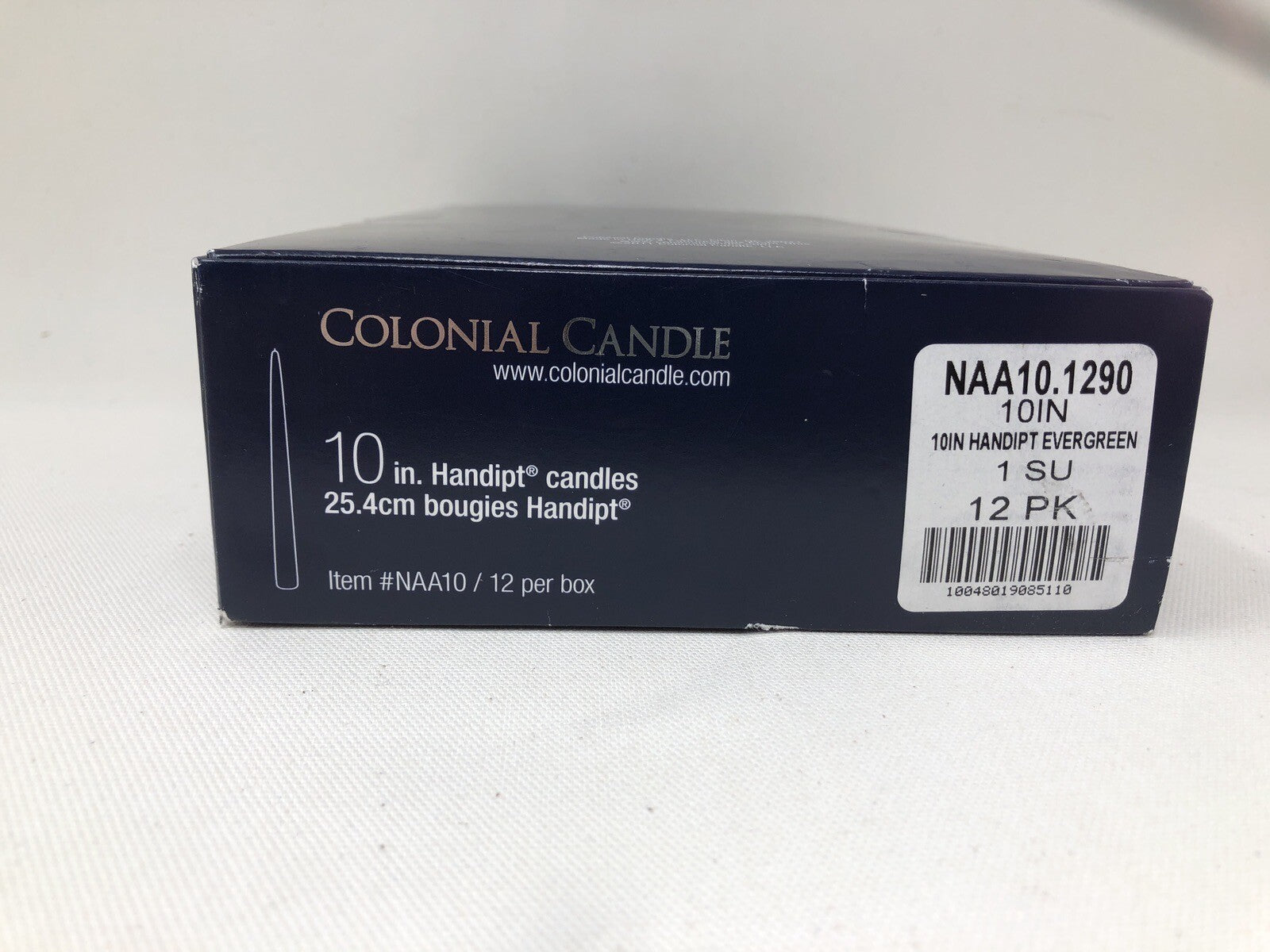 Colonial candle 10" handipt candles, item #naa10 , 12 per box Evergreen