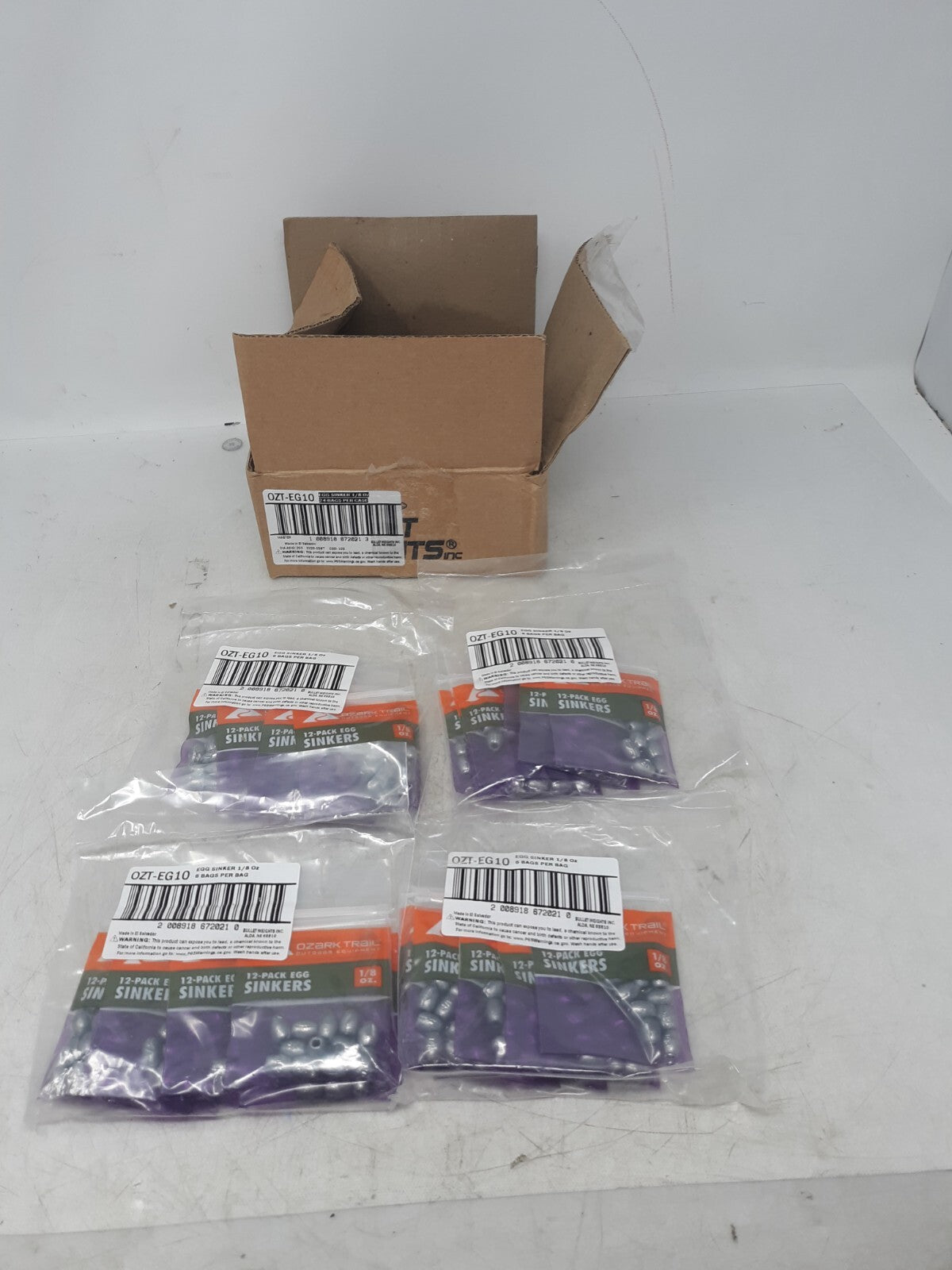Ozark Trail Egg Sinkers 1/8 oz – Lot of 24 Packs (288 Total Weights) OZT-EG10