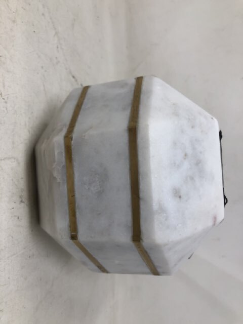 Sagebrook Home Contemporary 6" White Octagon Orb with Inlay 15224-C1