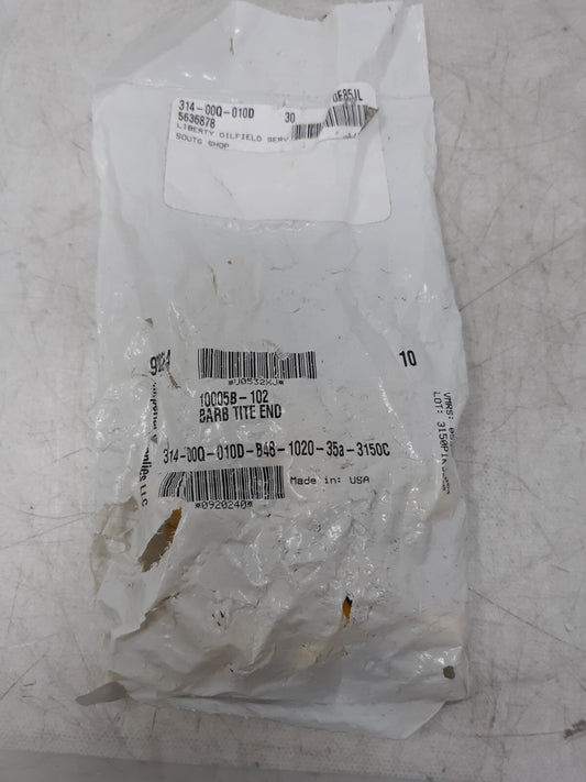 Barb Tite End Brass Hose Fittings 1/4" ID 314-000-010D Lot of 10