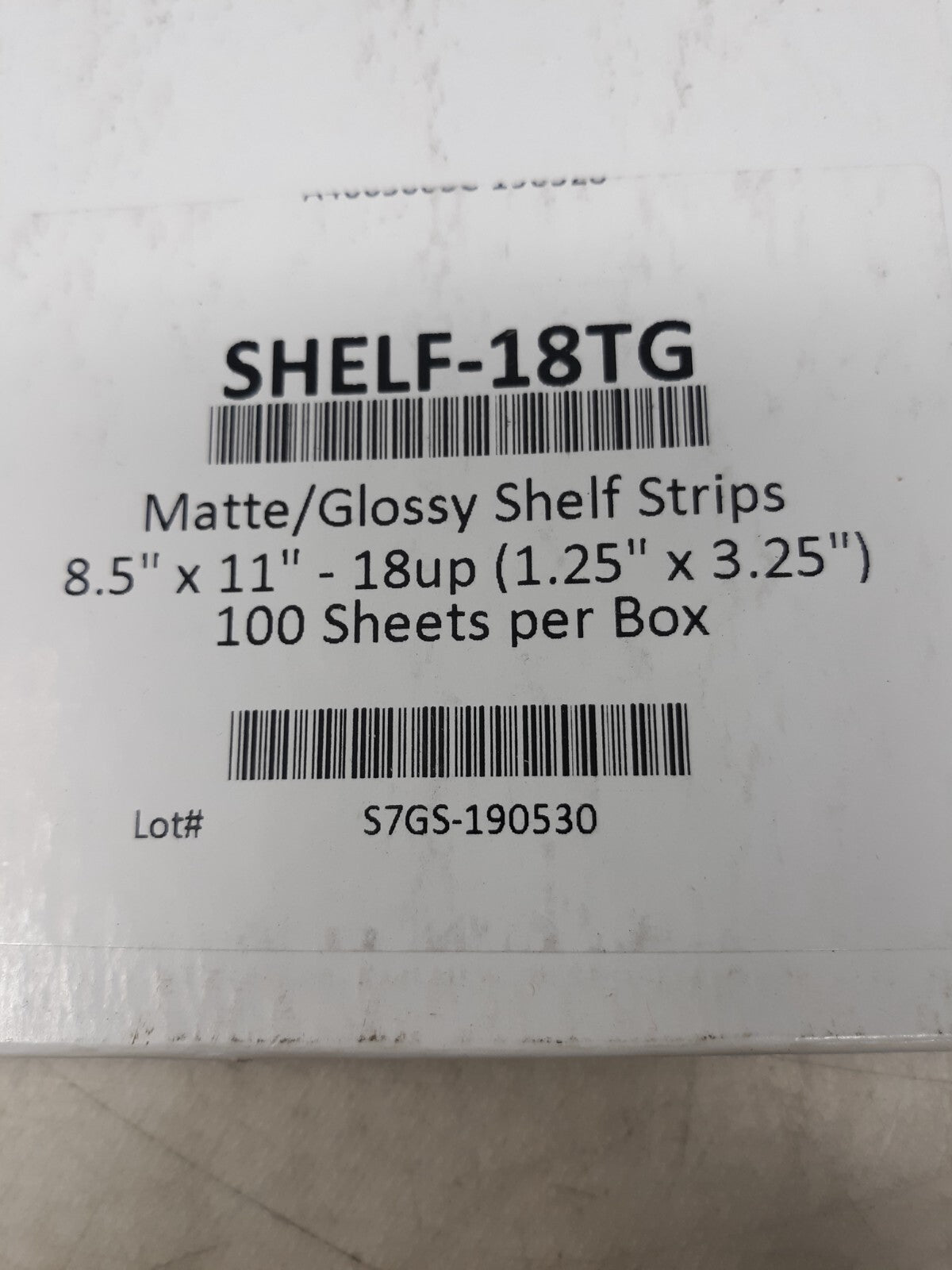 Matte/Glossy Shelf Strips, 8.5' x 11', 100 Sheets Per Box