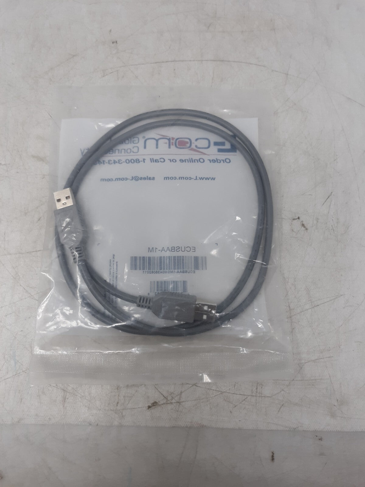 L-com ECUSBAA-1M USB 2.0 A Male to A Male Cable 1 Meter Gray RoHS Compliant