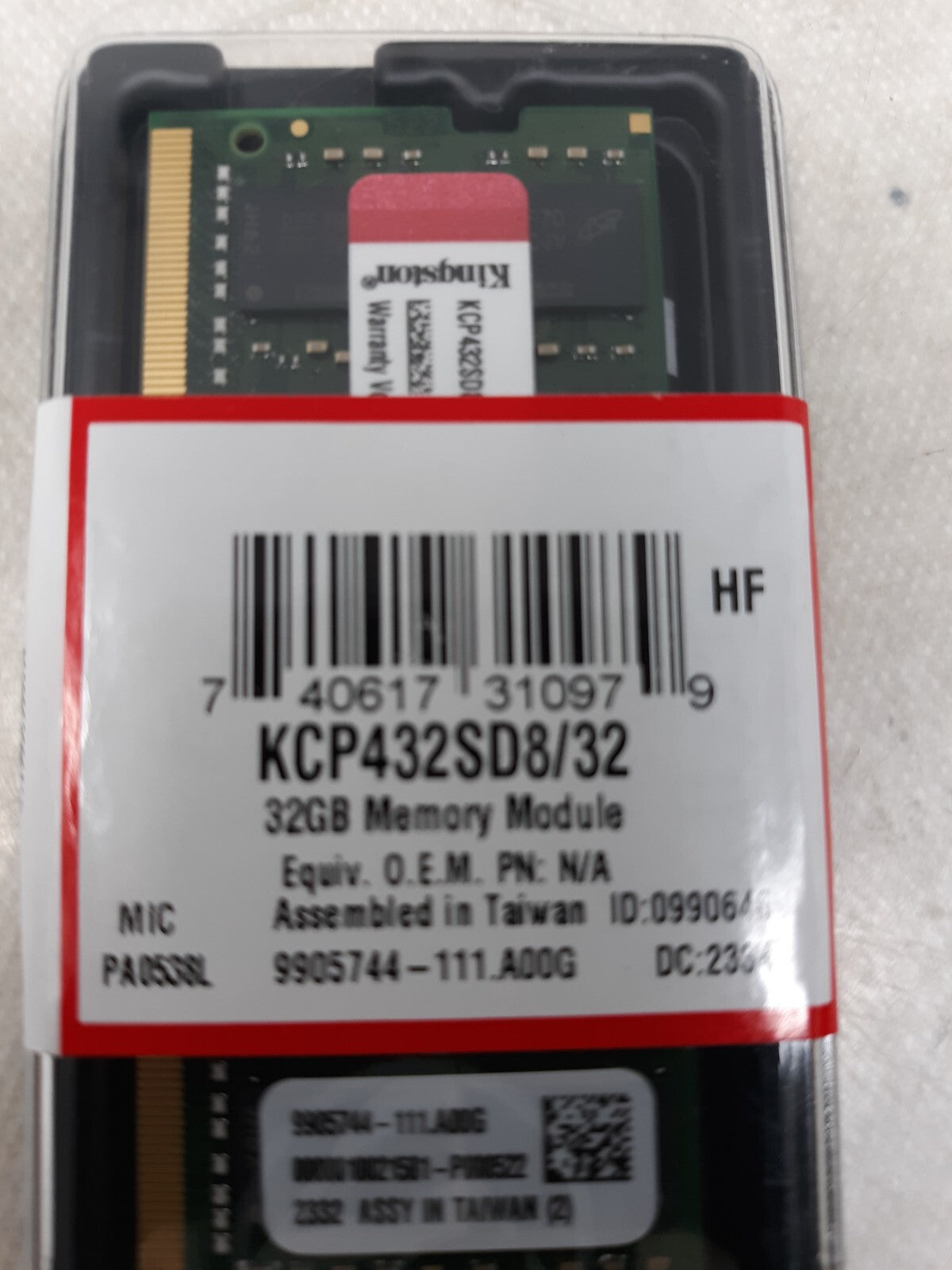 Kingston 32GB (SO-DIMM) (DDR4 SDRAM) Memory (KCP432SD832)