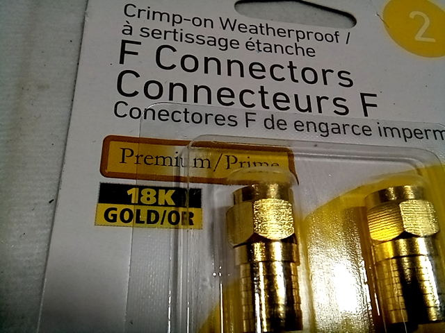 AmerTac - Zenith VA1002RG6WC Weatherproof Crimp-on F Connectors, 2 Piece