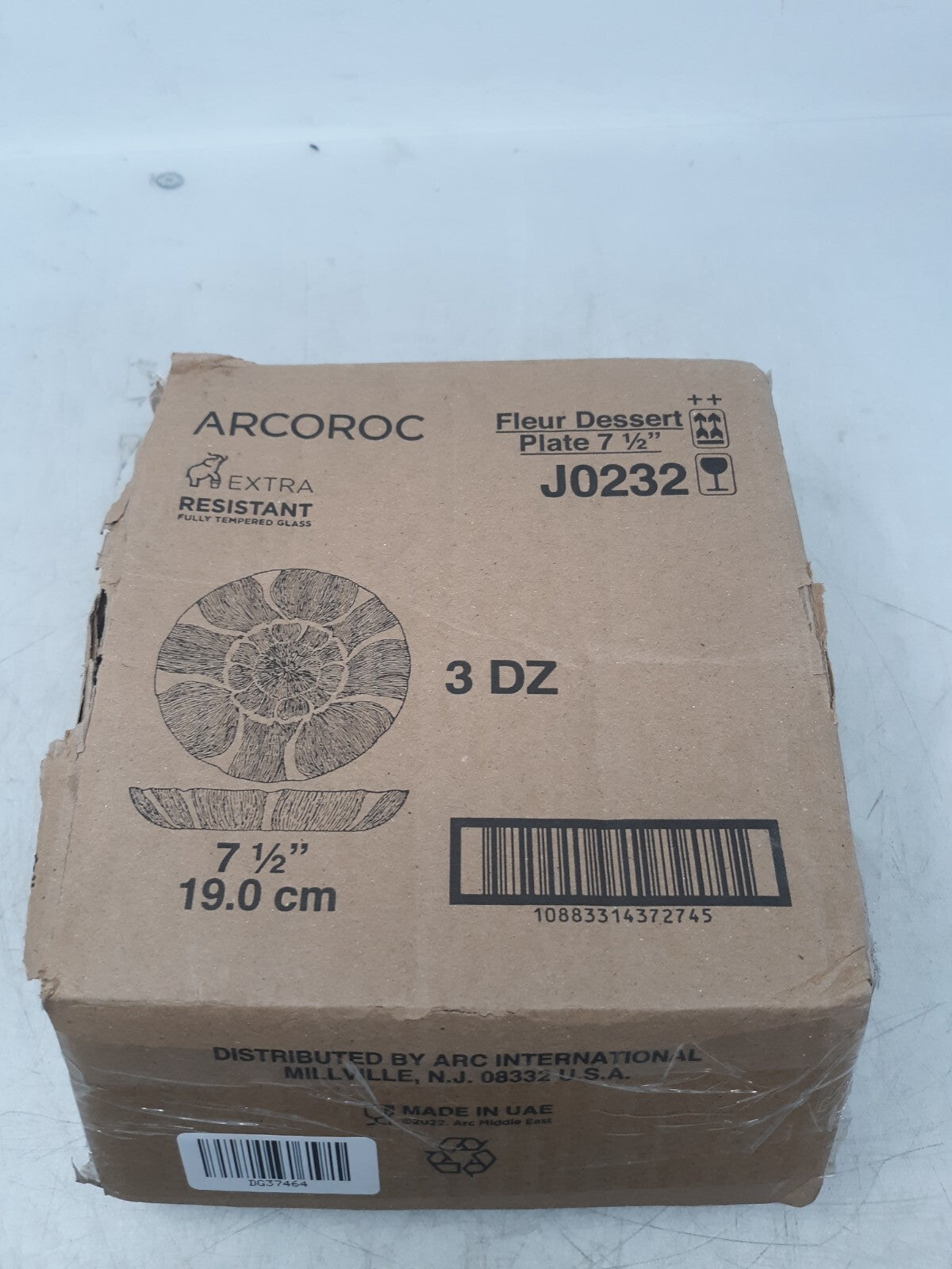 Arcoroc Fleur Dessert Plate 7.5" Tempered Glass Clear Floral Pattern Lot of 36