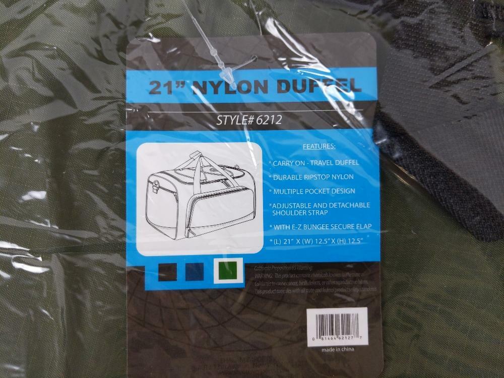 Travel Bags 21" Nylon Duffel - Style#6212 - Olive Green