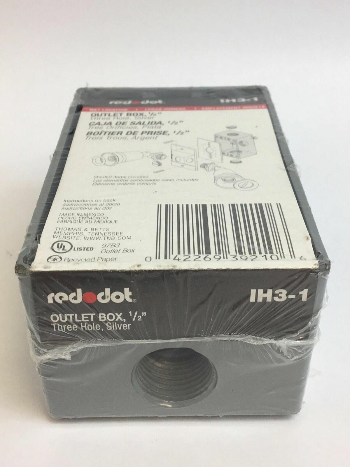 New Red Dot Outlet Box IH3-1 - 3 Hole 1/2" - Silver