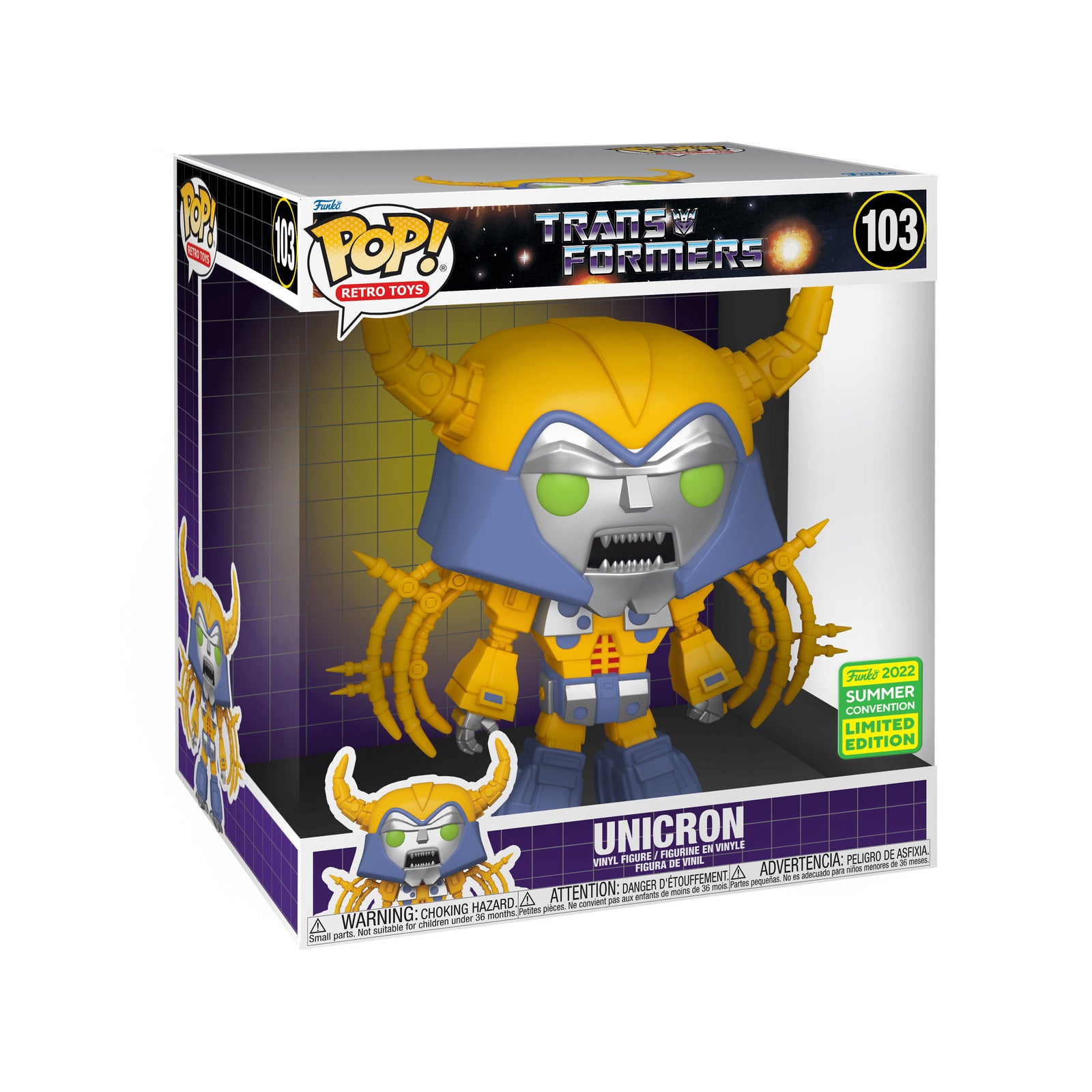 Funko Pop Retro Toys Unicron TRANSFORMERS NO. 103 SDCC 2022 LIMITED EDITION