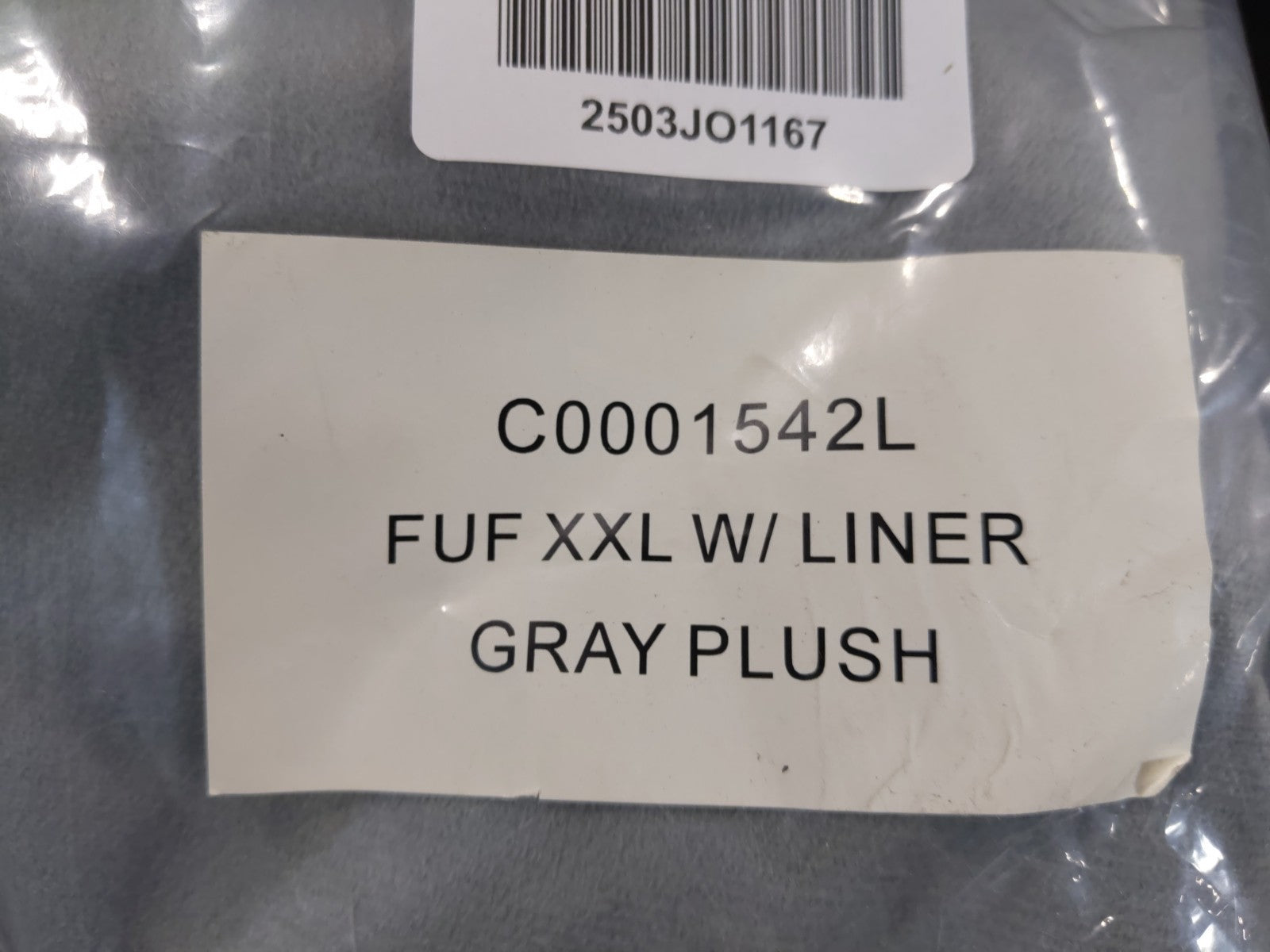 Big Joe fuf Extra Large grey plush w/ Liner C0001542L XXL