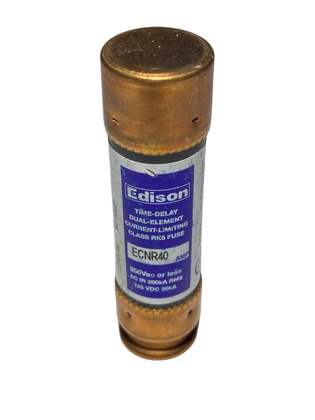 Fuse, Time Delay, 40A, ECNR Series, 250V AC, 125V DC, 3" L X 13/16" Dia