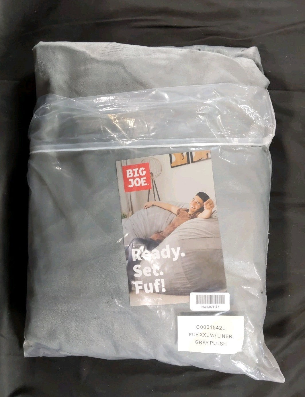 Big Joe fuf Extra Large grey plush w/ Liner C0001542L XXL