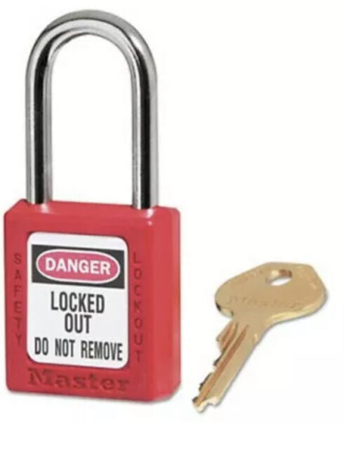 Master Lock 410RED Safety Padlock - Lot of 6 - Keyed Different, OSHA Lockout/Tag