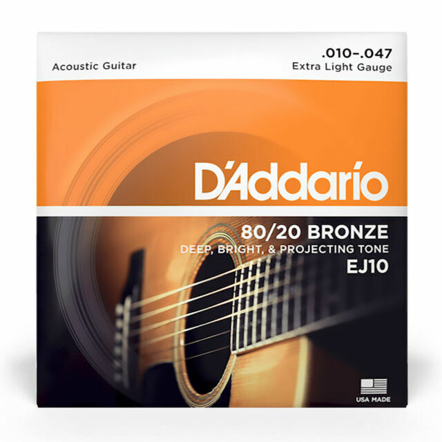 D Addario EJ10 Bronze Acoustic Guitar Strings  Extra Light  10-47 , 80/20 Bronze